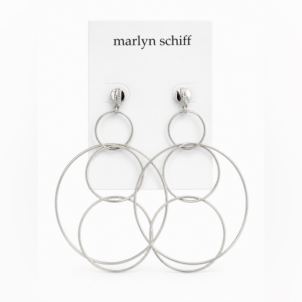 Marlyn Schiff Silver Multi Hoop Statement Earrings